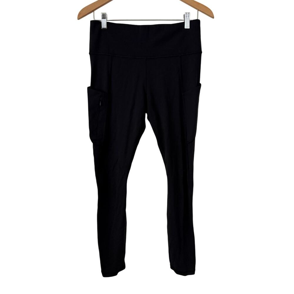 Athleta Black 7/8 Stash High Rise Leggings w/Zipper Pocket Workout Leggings-M